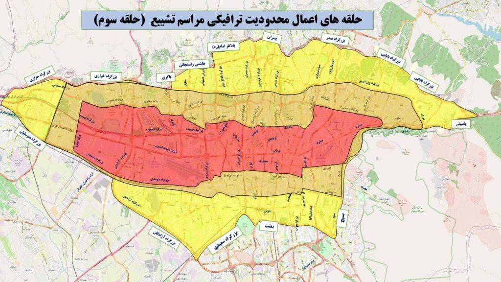 نقشه محدودیت های تشییع